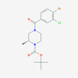 molecular formula C17H22BrClN2O3 B8149924 (R)-tert-butyl 4-(4-bromo-3-chlorobenzoyl)-2-methylpiperazine-1-carboxylate 