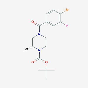 molecular formula C17H22BrFN2O3 B8149928 (R)-tert-butyl 4-(4-bromo-3-fluorobenzoyl)-2-methylpiperazine-1-carboxylate 