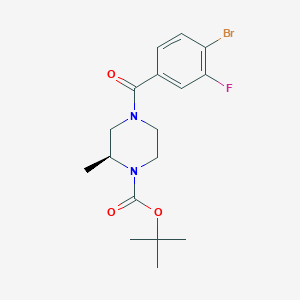 molecular formula C17H22BrFN2O3 B8149931 (S)-tert-butyl 4-(4-bromo-3-fluorobenzoyl)-2-methylpiperazine-1-carboxylate 