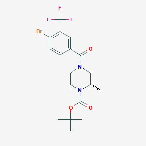 molecular formula C18H22BrF3N2O3 B8149936 (S)-tert-butyl 4-(4-bromo-3-(trifluoromethyl)benzoyl)-2-methylpiperazine-1-carboxylate 