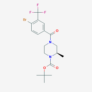 molecular formula C18H22BrF3N2O3 B8149943 (R)-tert-butyl 4-(4-bromo-3-(trifluoromethyl)benzoyl)-2-methylpiperazine-1-carboxylate 