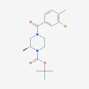 molecular formula C18H25BrN2O3 B8149948 (R)-tert-butyl 4-(3-bromo-4-methylbenzoyl)-2-methylpiperazine-1-carboxylate 