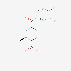 molecular formula C17H22BrFN2O3 B8149960 (S)-tert-butyl 4-(3-bromo-4-fluorobenzoyl)-2-methylpiperazine-1-carboxylate 