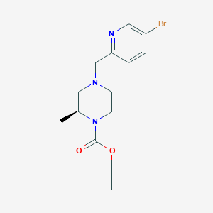 molecular formula C16H24BrN3O2 B8149969 (S)-tert-butyl 4-((5-bromopyridin-2-yl)methyl)-2-methylpiperazine-1-carboxylate 