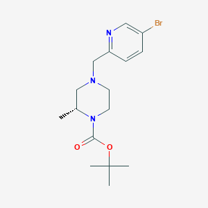 molecular formula C16H24BrN3O2 B8149976 (R)-tert-butyl 4-((5-bromopyridin-2-yl)methyl)-2-methylpiperazine-1-carboxylate 