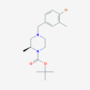 molecular formula C18H27BrN2O2 B8149986 (S)-tert-butyl 4-(4-bromo-3-methylbenzyl)-2-methylpiperazine-1-carboxylate 