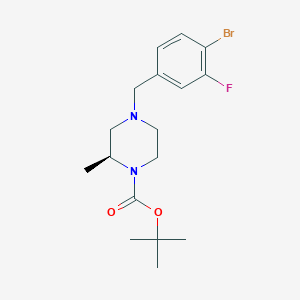 molecular formula C17H24BrFN2O2 B8149996 (S)-tert-butyl 4-(4-bromo-3-fluorobenzyl)-2-methylpiperazine-1-carboxylate 