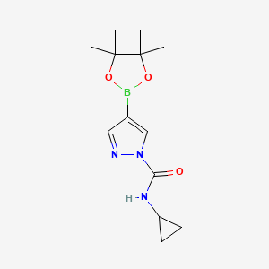 molecular formula C13H20BN3O3 B8150078 N-cyclopropyl-4-(4,4,5,5-tetramethyl-1,3,2-dioxaborolan-2-yl)-1H-pyrazole-1-carboxamide 
