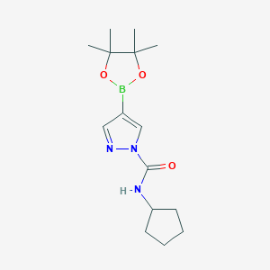molecular formula C15H24BN3O3 B8150086 N-cyclopentyl-4-(4,4,5,5-tetramethyl-1,3,2-dioxaborolan-2-yl)-1H-pyrazole-1-carboxamide 