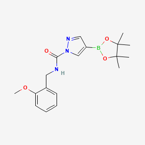 molecular formula C18H24BN3O4 B8150101 N-(2-methoxybenzyl)-4-(4,4,5,5-tetramethyl-1,3,2-dioxaborolan-2-yl)-1H-pyrazole-1-carboxamide 