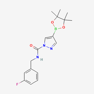 molecular formula C17H21BFN3O3 B8150111 N-(3-fluorobenzyl)-4-(4,4,5,5-tetramethyl-1,3,2-dioxaborolan-2-yl)-1H-pyrazole-1-carboxamide 