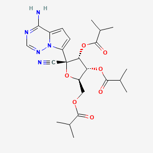 molecular formula C24H31N5O7 B8150239 [(2R,3R,4R,5S)-5-(4-aminopyrrolo[2,1-f][1,2,4]triazin-7-yl)-5-cyano-3,4-bis(2-methylpropanoyloxy)oxolan-2-yl]methyl 2-methylpropanoate 