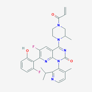 molecular formula C30H30F2N6O3 B8150285 4-(4-Acryloyl-2-methylpiperazin-1-yl)-6-fluoro-7-(2-fluoro-6-hydroxyphenyl)-1-(2-isopropyl-4-methylpyridin-3-yl)pyrido[2,3-d]pyrimidin-2(1H)-one 