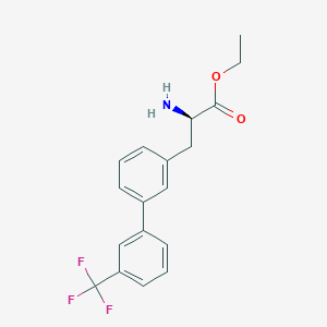 molecular formula C18H18F3NO2 B8150319 (R)-ethyl 2-amino-3-(3'-(trifluoromethyl)-[1,1'-biphenyl]-3-yl)propanoate 