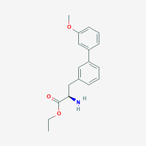molecular formula C18H21NO3 B8150325 (R)-ethyl 2-amino-3-(3'-methoxy-[1,1'-biphenyl]-3-yl)propanoate 