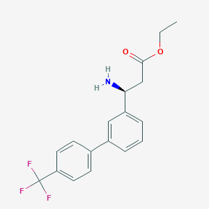 molecular formula C18H18F3NO2 B8150540 (S)-ethyl 3-amino-3-(4'-(trifluoromethyl)-[1,1'-biphenyl]-3-yl)propanoate 