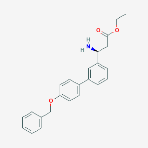 molecular formula C24H25NO3 B8150552 (S)-ethyl 3-amino-3-(4'-(benzyloxy)-[1,1'-biphenyl]-3-yl)propanoate 
