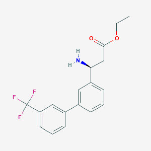 molecular formula C18H18F3NO2 B8150559 (S)-ethyl 3-amino-3-(3'-(trifluoromethyl)-[1,1'-biphenyl]-3-yl)propanoate 
