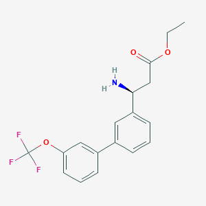 molecular formula C18H18F3NO3 B8150572 (S)-ethyl 3-amino-3-(3'-(trifluoromethoxy)-[1,1'-biphenyl]-3-yl)propanoate 