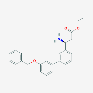 molecular formula C24H25NO3 B8150574 (S)-ethyl 3-amino-3-(3'-(benzyloxy)-[1,1'-biphenyl]-3-yl)propanoate 