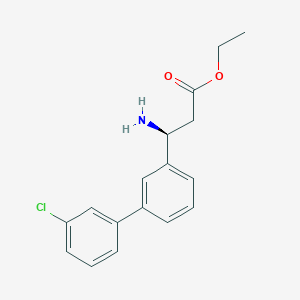 molecular formula C17H18ClNO2 B8150582 (S)-ethyl 3-amino-3-(3'-chloro-[1,1'-biphenyl]-3-yl)propanoate 