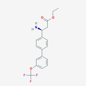 molecular formula C18H18F3NO3 B8150596 (S)-ethyl 3-amino-3-(3'-(trifluoromethoxy)-[1,1'-biphenyl]-4-yl)propanoate 