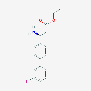 molecular formula C17H18FNO2 B8150602 (S)-Ethyl 3-amino-3-(3'-fluoro-[1,1'-biphenyl]-4-yl)propanoate 