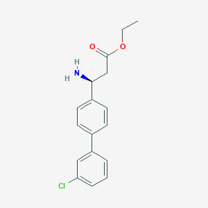 molecular formula C17H18ClNO2 B8150606 (S)-ethyl 3-amino-3-(3'-chloro-[1,1'-biphenyl]-4-yl)propanoate 