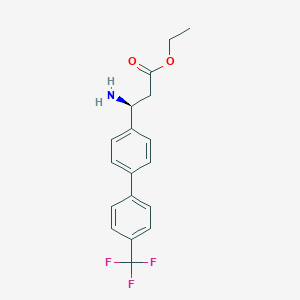 molecular formula C18H18F3NO2 B8150619 (S)-ethyl 3-amino-3-(4'-(trifluoromethyl)-[1,1'-biphenyl]-4-yl)propanoate 