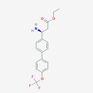 molecular formula C18H18F3NO3 B8150625 (S)-ethyl 3-amino-3-(4'-(trifluoromethoxy)-[1,1'-biphenyl]-4-yl)propanoate 