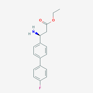molecular formula C17H18FNO2 B8150641 (S)-ethyl 3-amino-3-(4'-fluoro-[1,1'-biphenyl]-4-yl)propanoate 