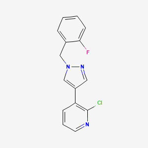 molecular formula C15H11ClFN3 B8150729 2-Chloro-3-(1-(2-fluorobenzyl)-1H-pyrazol-4-yl)pyridine 