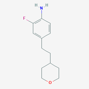 molecular formula C13H18FNO B8150756 2-Fluoro-4-(2-(tetrahydro-2H-pyran-4-yl)ethyl)aniline 