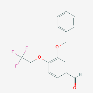 molecular formula C16H13F3O3 B8150878 3-(Benzyloxy)-4-(2,2,2-trifluoroethoxy)benzaldehyde 