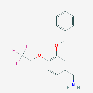 molecular formula C16H16F3NO2 B8150883 (3-(Benzyloxy)-4-(2,2,2-trifluoroethoxy)phenyl)methanamine 
