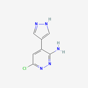 molecular formula C7H6ClN5 B8150984 6-Chloro-4-(1H-pyrazol-4-yl)pyridazin-3-amine 