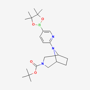 molecular formula C22H34BN3O4 B8150995 tert-Butyl 8-(5-(4,4,5,5-tetramethyl-1,3,2-dioxaborolan-2-yl)pyridin-2-yl)-3,8-diazabicyclo[3.2.1]octane-3-carboxylate 