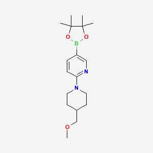 molecular formula C18H29BN2O3 B8151014 2-(4-(Methoxymethyl)piperidin-1-yl)-5-(4,4,5,5-tetramethyl-1,3,2-dioxaborolan-2-yl)pyridine 
