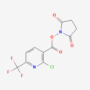 molecular formula C11H6ClF3N2O4 B8151353 2,5-Dioxopyrrolidin-1-yl 2-chloro-6-(trifluoromethyl)nicotinate 