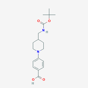 molecular formula C18H26N2O4 B8151423 4-(4-(((tert-Butoxycarbonyl)amino)methyl)piperidin-1-yl)benzoic acid 