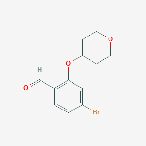 molecular formula C12H13BrO3 B8151445 4-Bromo-2-((tetrahydro-2H-pyran-4-yl)oxy)benzaldehyde 