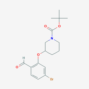 molecular formula C17H22BrNO4 B8151474 tert-Butyl 3-(5-bromo-2-formylphenoxy)piperidine-1-carboxylate 