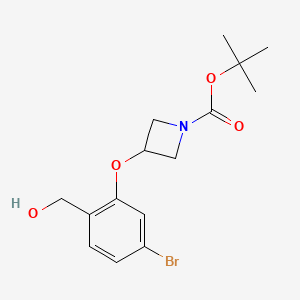 molecular formula C15H20BrNO4 B8151480 tert-Butyl 3-(5-bromo-2-(hydroxymethyl)phenoxy)azetidine-1-carboxylate 