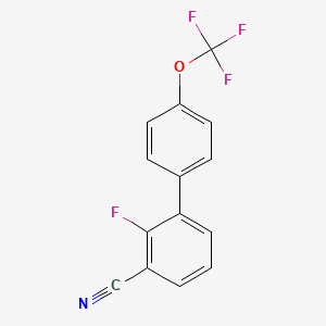 molecular formula C14H7F4NO B8151497 3-Cyano-2-fluoro-4'-(trifluoromethoxy)biphenyl 
