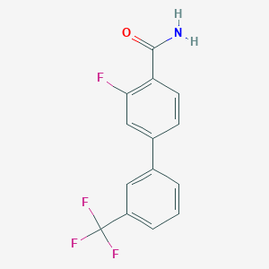 molecular formula C14H9F4NO B8151537 3-Fluoro-3'-(trifluoromethyl)biphenyl-4-carboxylic acid amide 