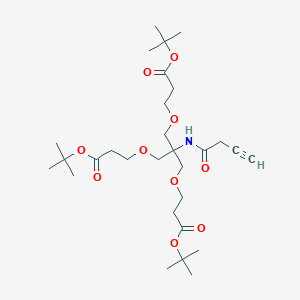 molecular formula C29H49NO10 B8151619 Di-tert-butyl 3,3'-((2-(but-3-ynamido)-2-((3-(tert-butoxy)-3-oxopropoxy)methyl)propane-1,3-diyl)bis(oxy))dipropanoate 