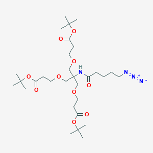 molecular formula C30H54N4O10 B8151622 Di-tert-butyl 3,3'-((2-(5-azidopentanamido)-2-((3-(tert-butoxy)-3-oxopropoxy)methyl)propane-1,3-diyl)bis(oxy))dipropanoate 