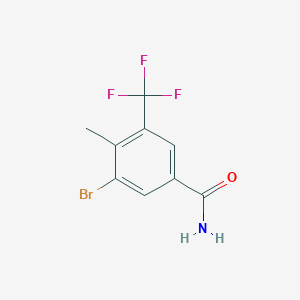 molecular formula C9H7BrF3NO B8151665 3-Bromo-4-methyl-5-(trifluoromethyl)benzamide 