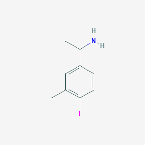 molecular formula C9H12IN B8151710 1-(4-Iodo-3-methylphenyl)ethylamine 