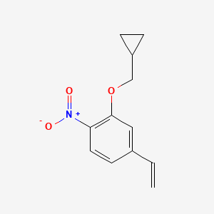 molecular formula C12H13NO3 B8151979 2-(Cyclopropylmethoxy)-1-nitro-4-vinylbenzene 